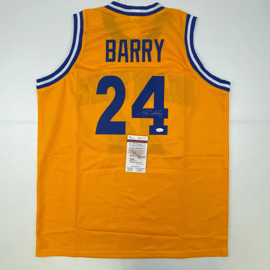 Autographed/Signed Rick Barry Golden State Yellow Basketball Jersey JSA COA