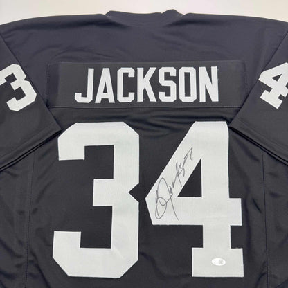 Autographed/Signed Bo Jackson Oakland Black Football Jersey JSA COA