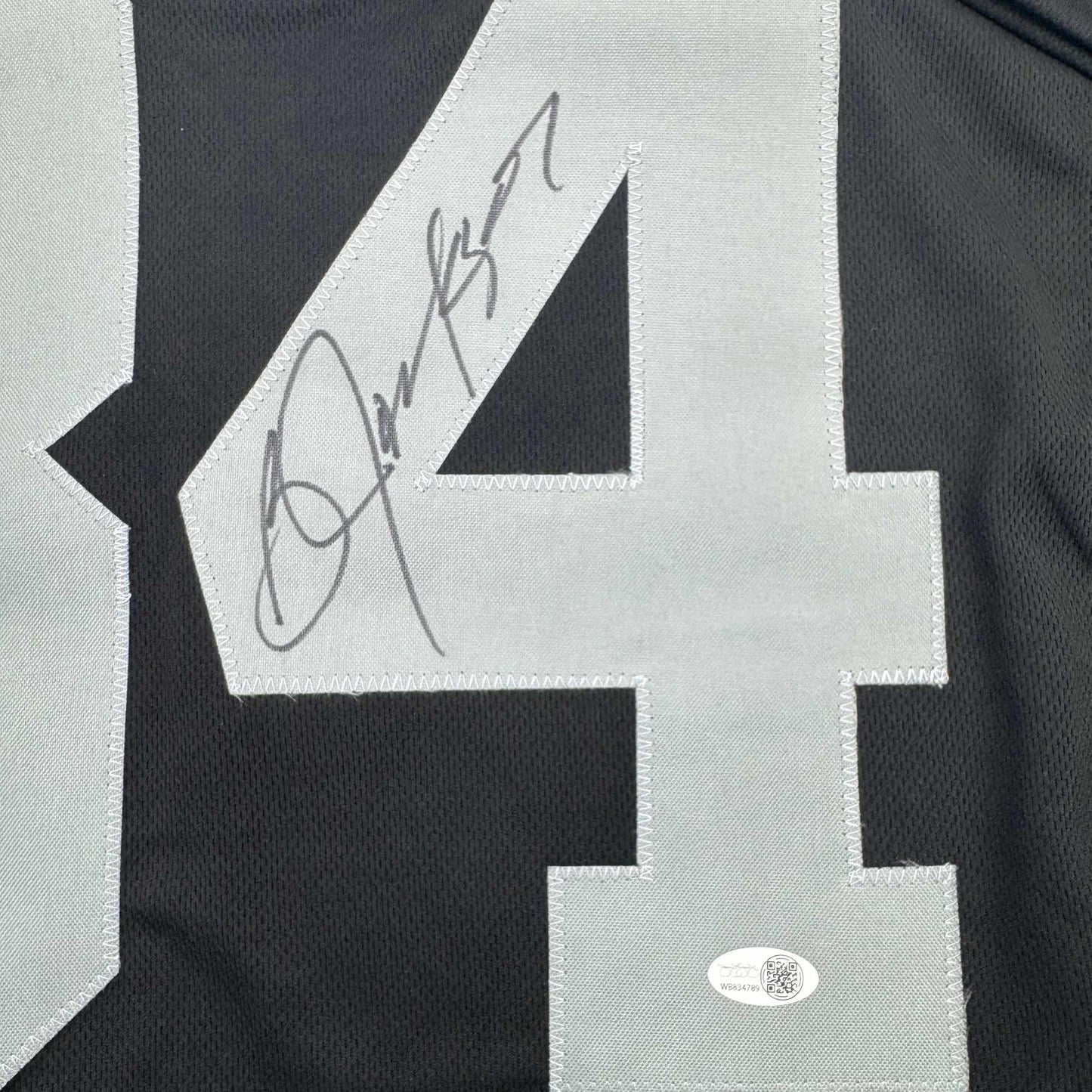 Autographed/Signed Bo Jackson Oakland Black Football Jersey JSA COA