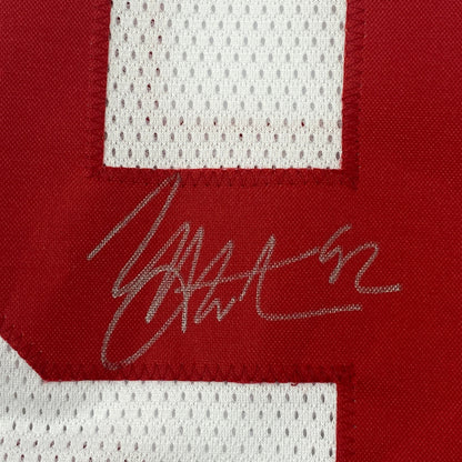 Autographed/Signed Michael Strahan New York White Football Jersey JSA COA