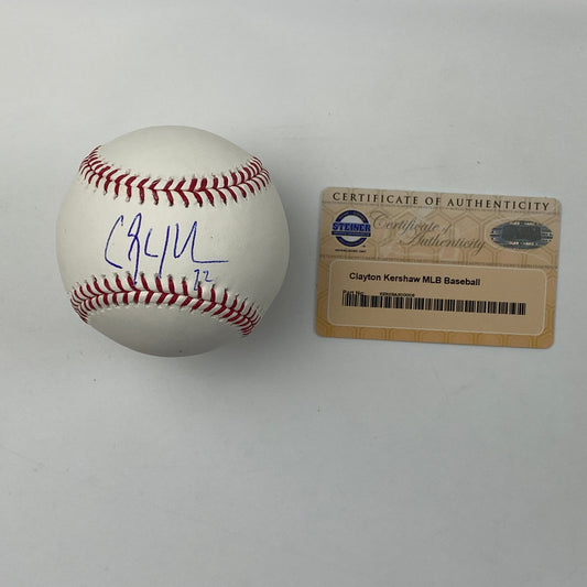Autographed/Signed Clayton Kershaw Rawlings Official Major League Baseball ROML Steiner Sports COA Auto