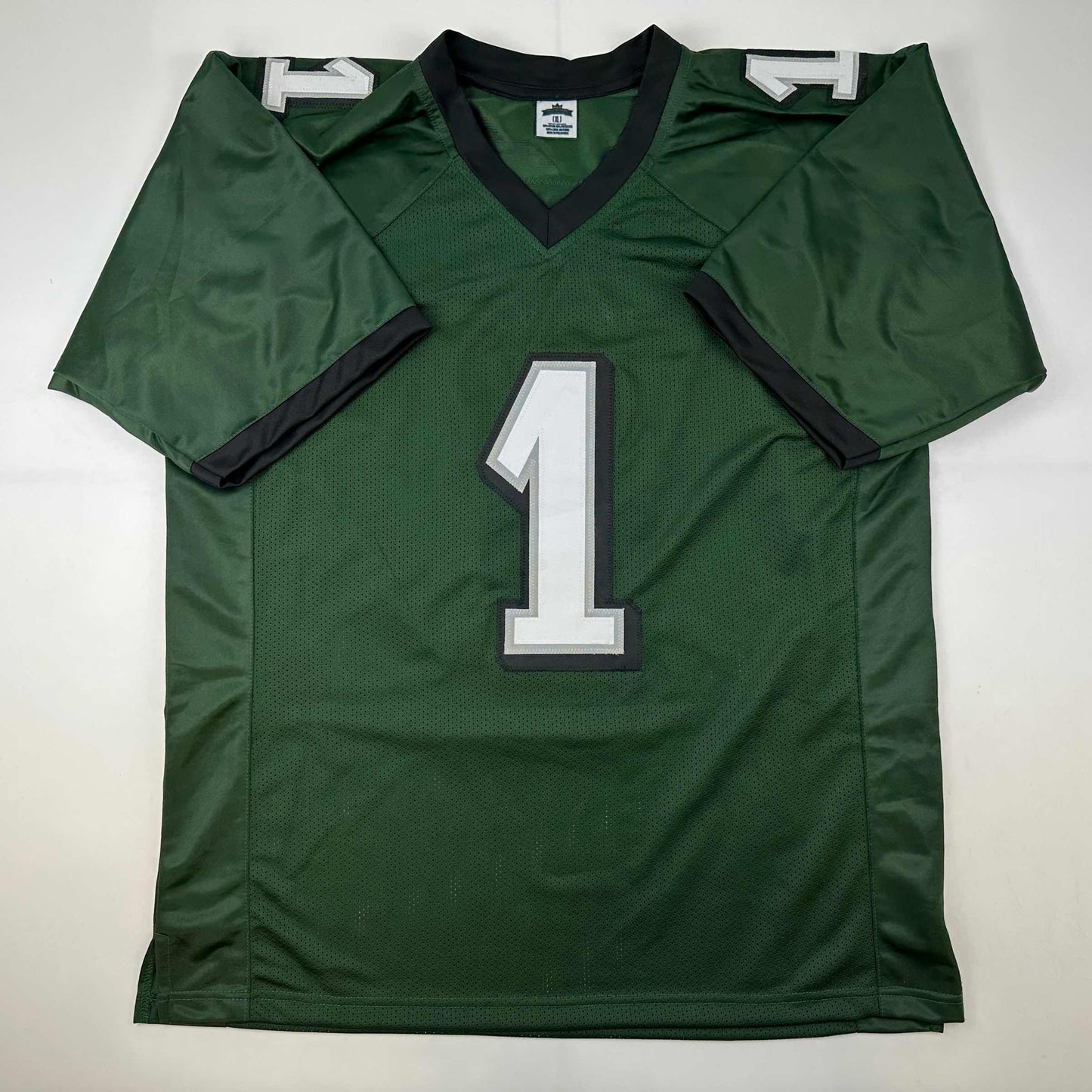 Autographed/Signed Jalen Hurts IMPERFECT #1 Philadelphia Green Football Jersey PSA/DNA COA