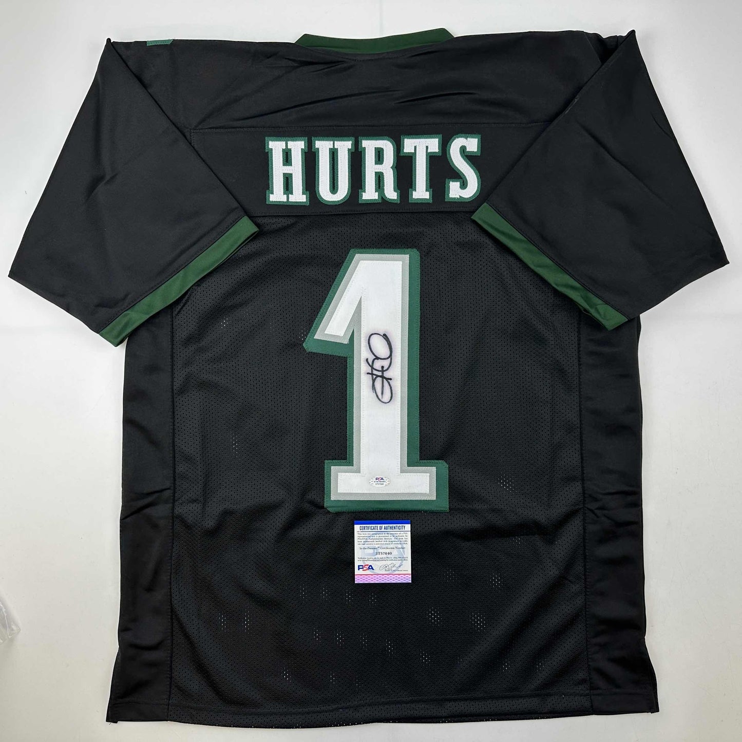 Autographed/Signed Jalen Hurts IMPERFECT #1 Philadelphia Black Football Jersey PSA/DNA COA