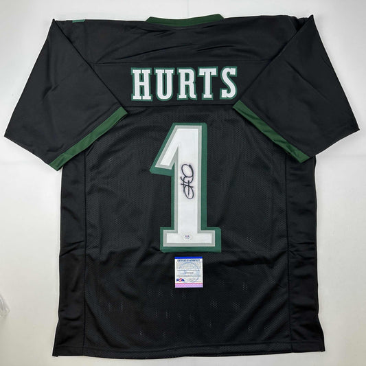 Autographed/Signed Jalen Hurts IMPERFECT #1 Philadelphia Black Football Jersey PSA/DNA COA