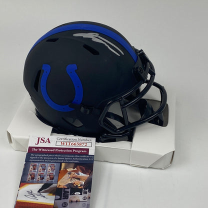 Autographed/Signed Jonathan Taylor Indianapolis Colts Eclipse Mini Football Helmet JSA COA