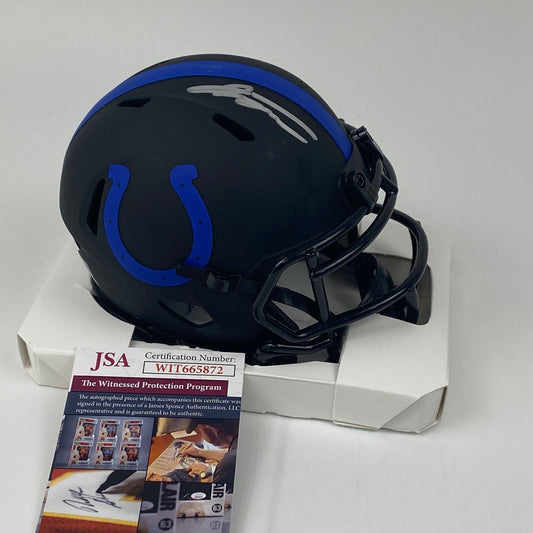 Autographed/Signed Jonathan Taylor Indianapolis Colts Eclipse Mini Football Helmet JSA COA