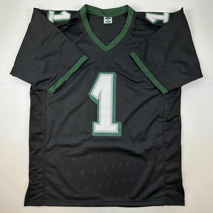 Autographed/Signed Jalen Hurts IMPERFECT #1 Philadelphia Black Football Jersey PSA/DNA COA