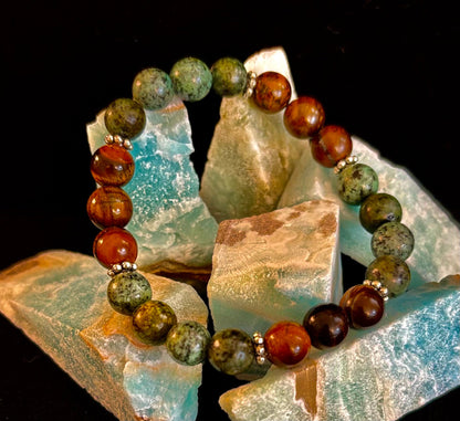 Tiger Eye & African Turquoise Beaded Bracelet for small wrists – Boost Confidence & Courage