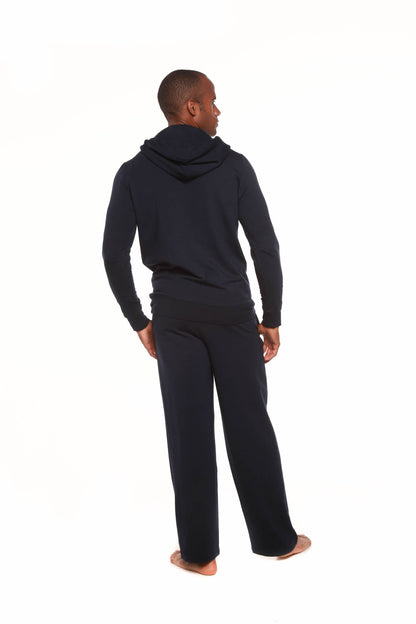 Men's Henley Style Bamboo Viscose Fleece Hoodie + Fleece Lounge Pants