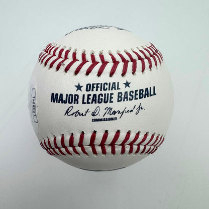 Autographed/Signed Junior Caminero Rawlings Official Major League ROML Baseball Beckett BAS COA