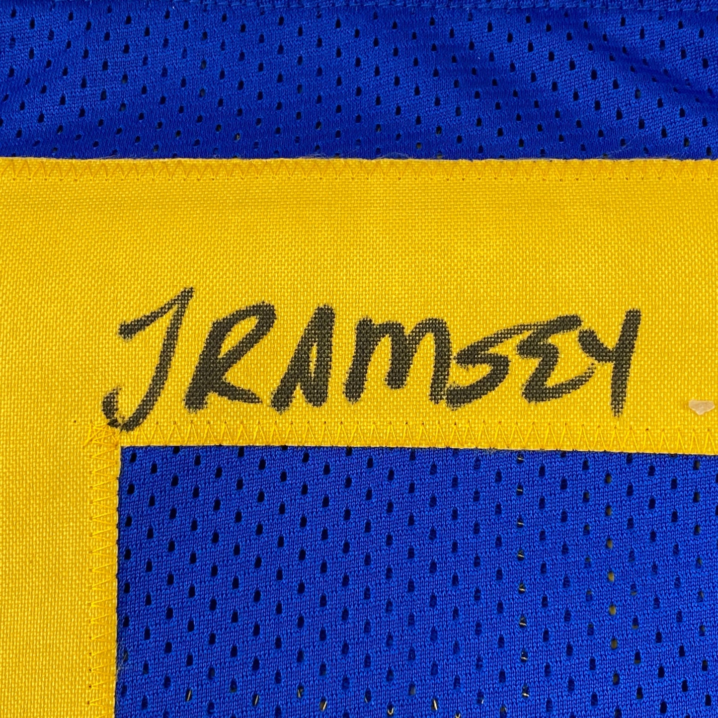 Autographed/Signed Jalen Ramsey Los Angeles LA Retro Blue Football Jersey JSA COA