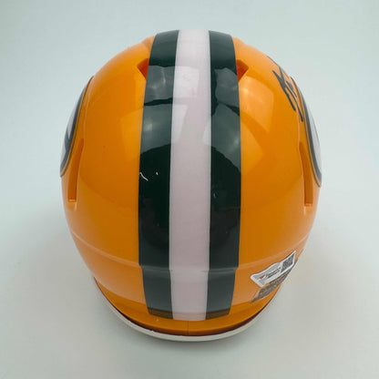 Autographed/Signed Aaron Rodgers Green Bay Packers Football Speed Mini Helmet Fanatics COA