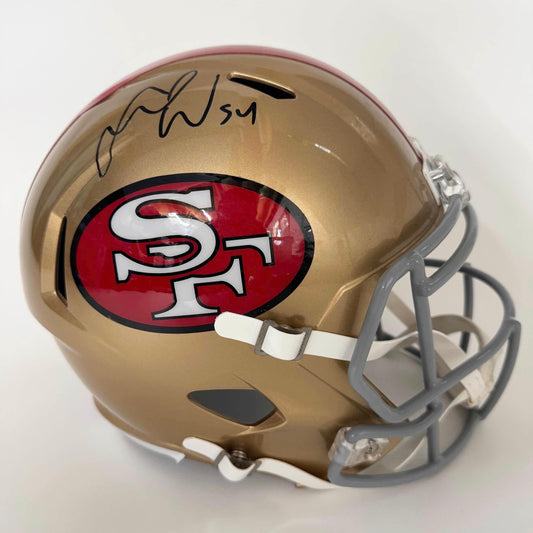 Autographed/Signed Fred Warner San Francisco 49ers Full Size FS F/S Replica Football Helmet Beckett BAS COA