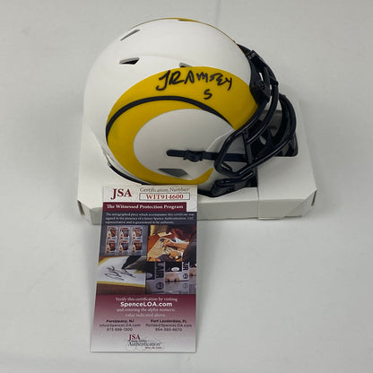 Autographed/Signed Jalen Ramsey Los Angeles Rams Lunar Eclipse Mini Football Helmet JSA COA
