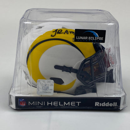 Autographed/Signed Jalen Ramsey Los Angeles Rams Lunar Eclipse Mini Football Helmet JSA COA