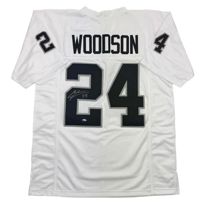 Autographed/Signed Charles Woodson Oakland White Football Jersey GTSM Holo COA