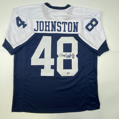 Autographed/Signed Daryl Moose Johnston Dallas Thanksgiving Day Football Jersey Beckett BAS COA