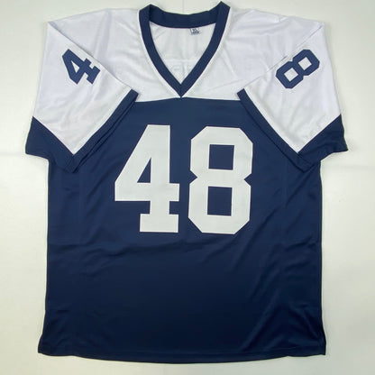 Autographed/Signed Daryl Moose Johnston Dallas Thanksgiving Day Football Jersey Beckett BAS COA