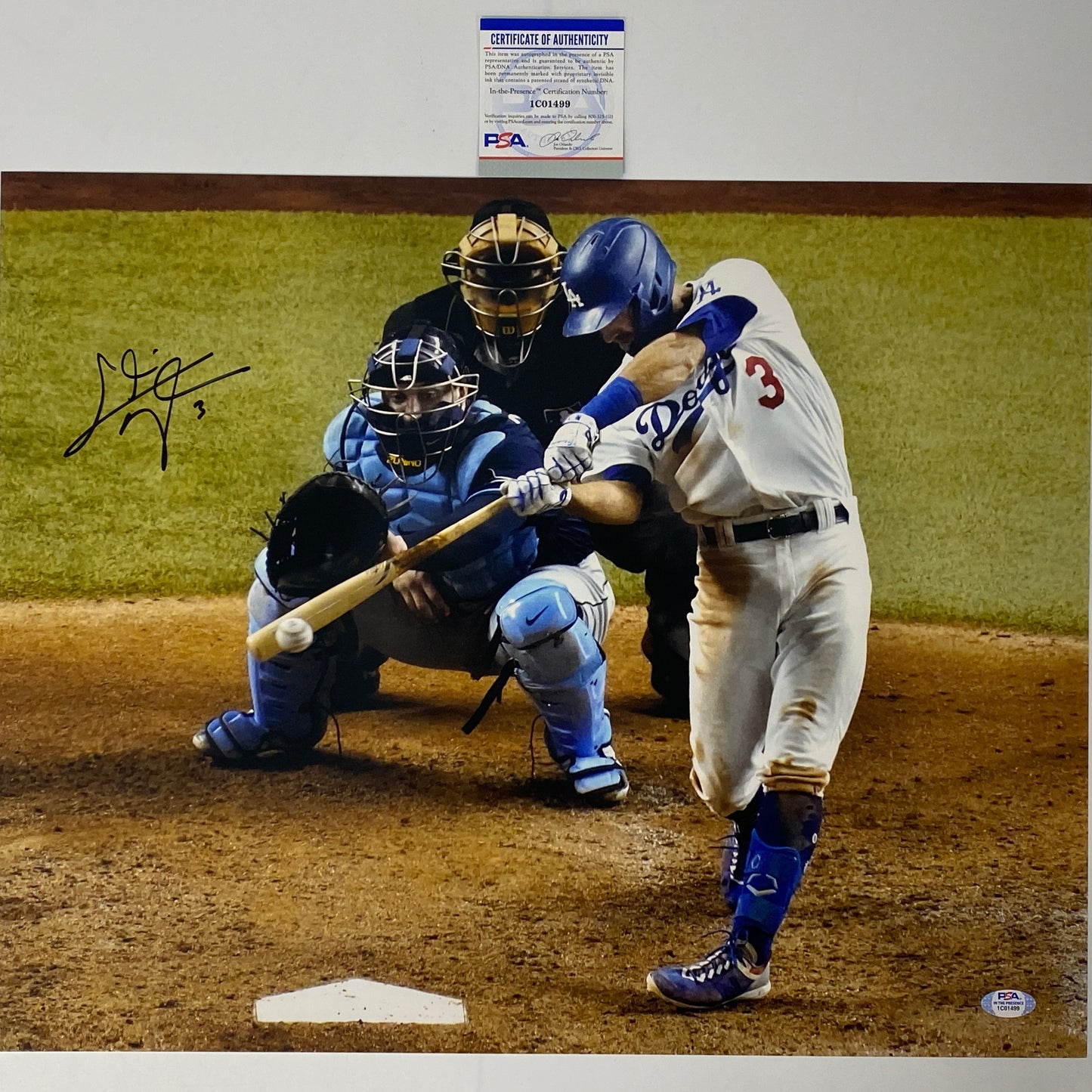 Autographed/Signed Chris Taylor 2020 World Series Los Angeles LA Dodgers 16x20 Baseball Photo PSA/DNA COA