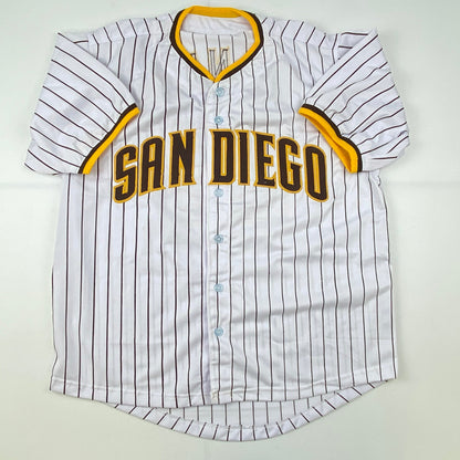Autographed/Signed Fernando Tatis Jr. El Nino San Diego Pinstripe Baseball Jersey Beckett BAS COA