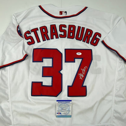 Autographed/Signed Stephen Strasburg Washington White Baseball Jersey PSA/DNA COA