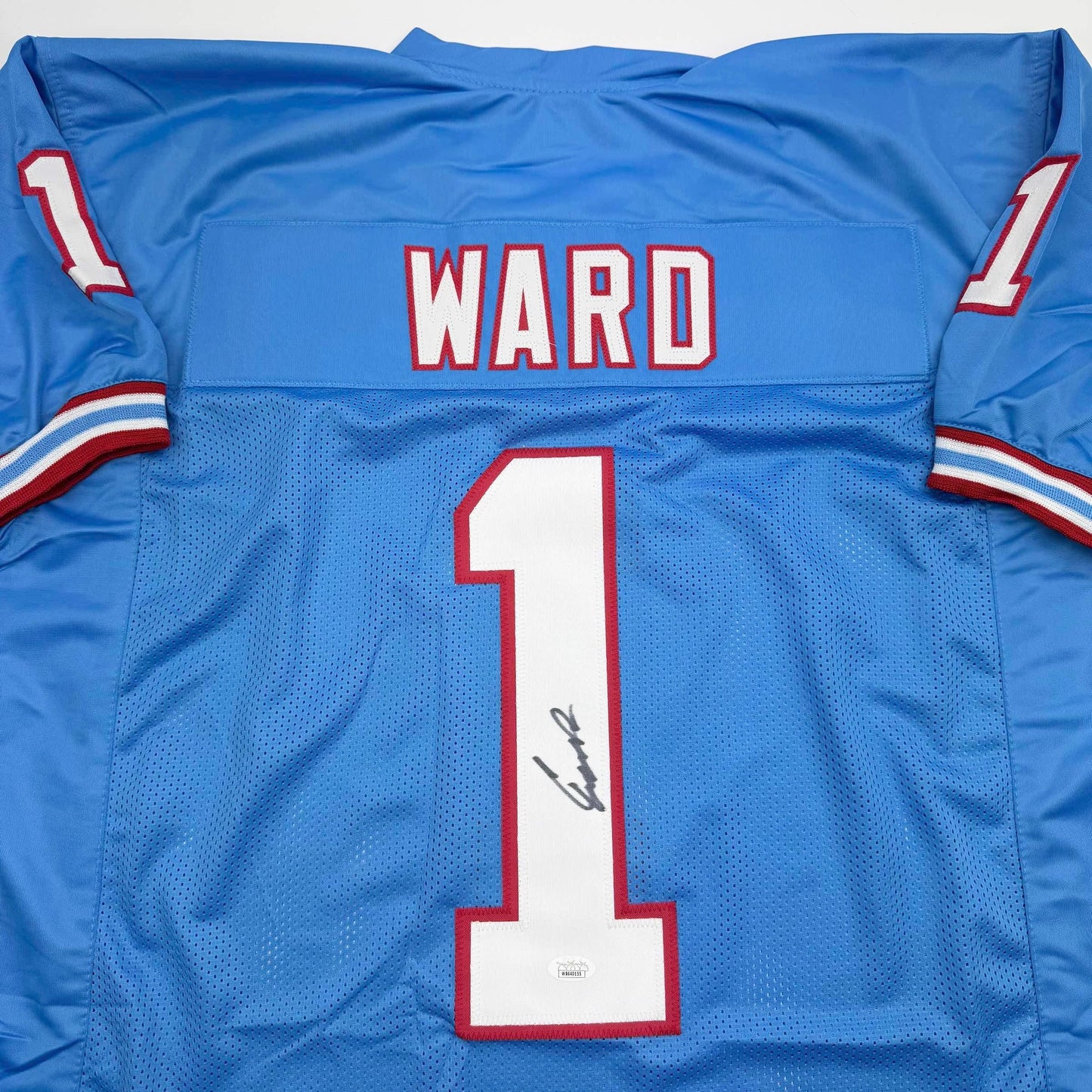 Autographed/Signed Cameron Cam Ward Tennessee Retro Light Blue Football Jersey JSA COA
