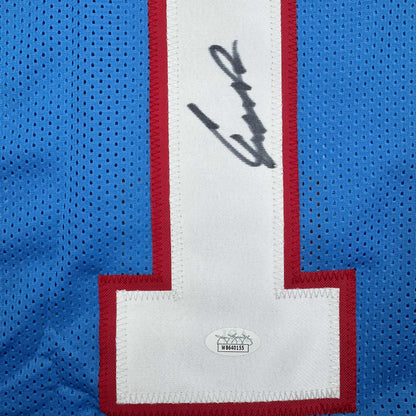 Autographed/Signed Cameron Cam Ward Tennessee Retro Light Blue Football Jersey JSA COA