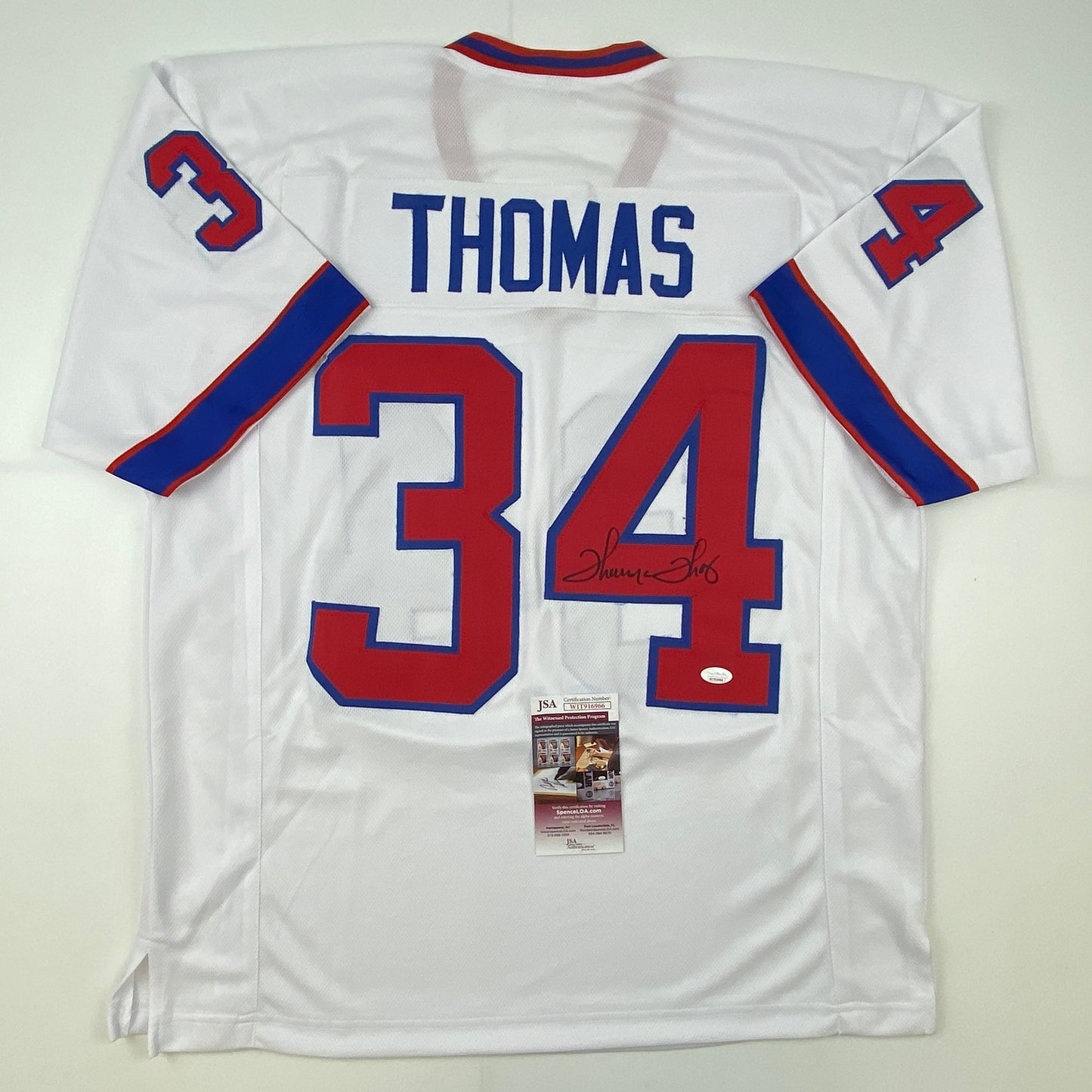 Autographed/Signed Thurman Thomas Buffalo White Alternate Football Jersey JSA COA