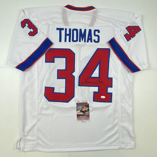 Autographed/Signed Thurman Thomas Buffalo White Alternate Football Jersey JSA COA