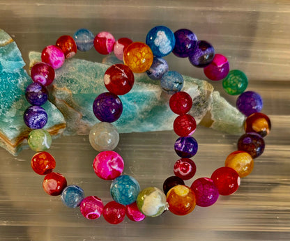 Rainbow Dragon Vein Agate Gemstone Bracelet