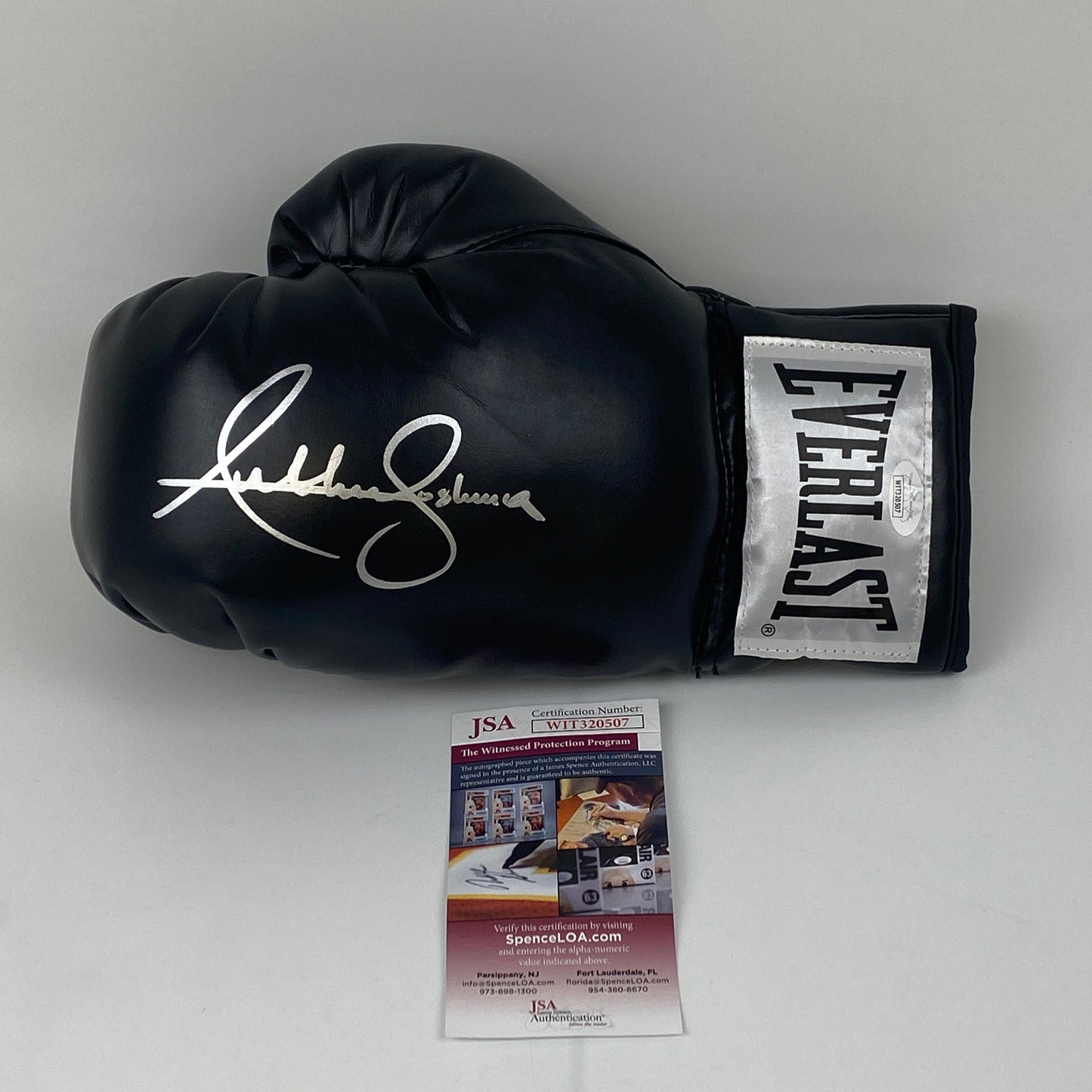 Autographed/Signed Anthony Joshua Black Everlast Boxing Glove JSA COA