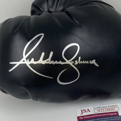 Autographed/Signed Anthony Joshua Black Everlast Boxing Glove JSA COA