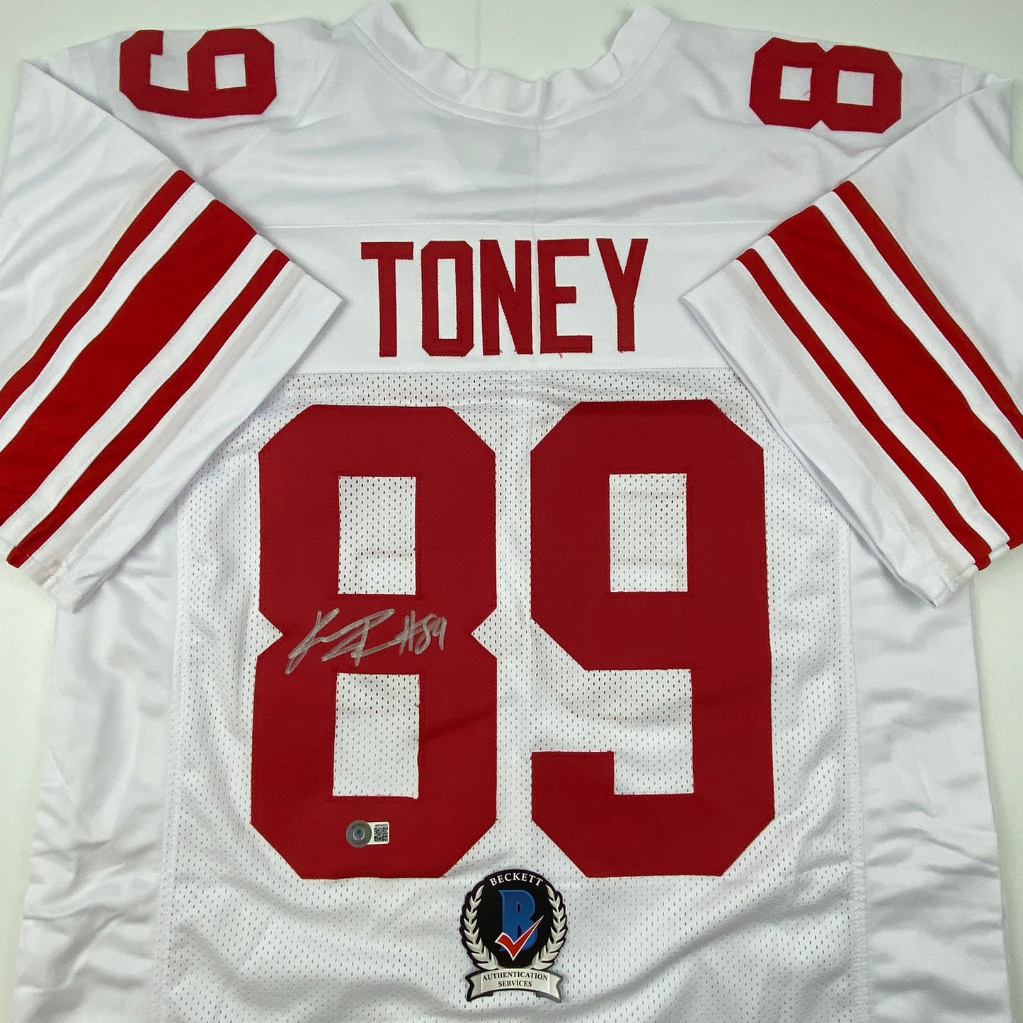 Autographed/Signed Kadarius Toney New York White Football Jersey Beckett BAS COA