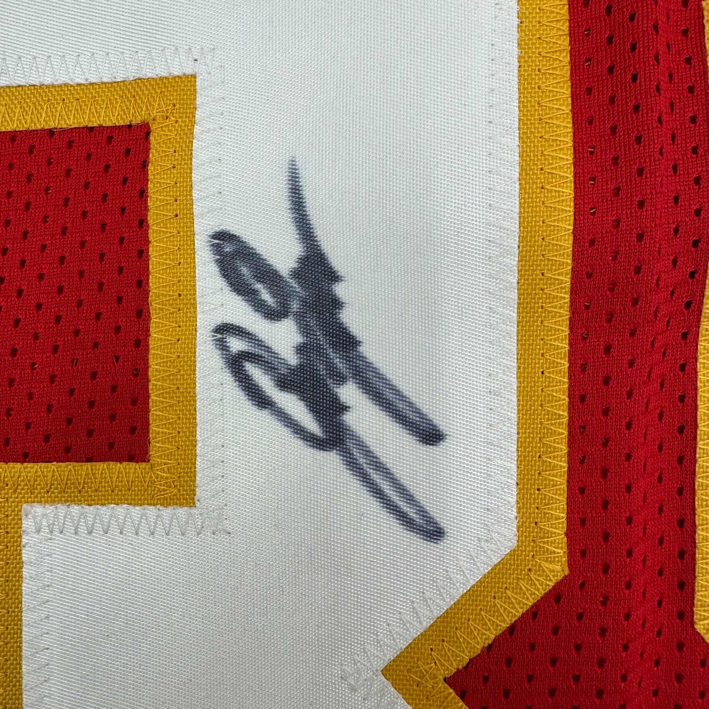 Framed Autographed/Signed L'Jarius Sneed 35x39 Kansas City Red Football Jersey JSA COA