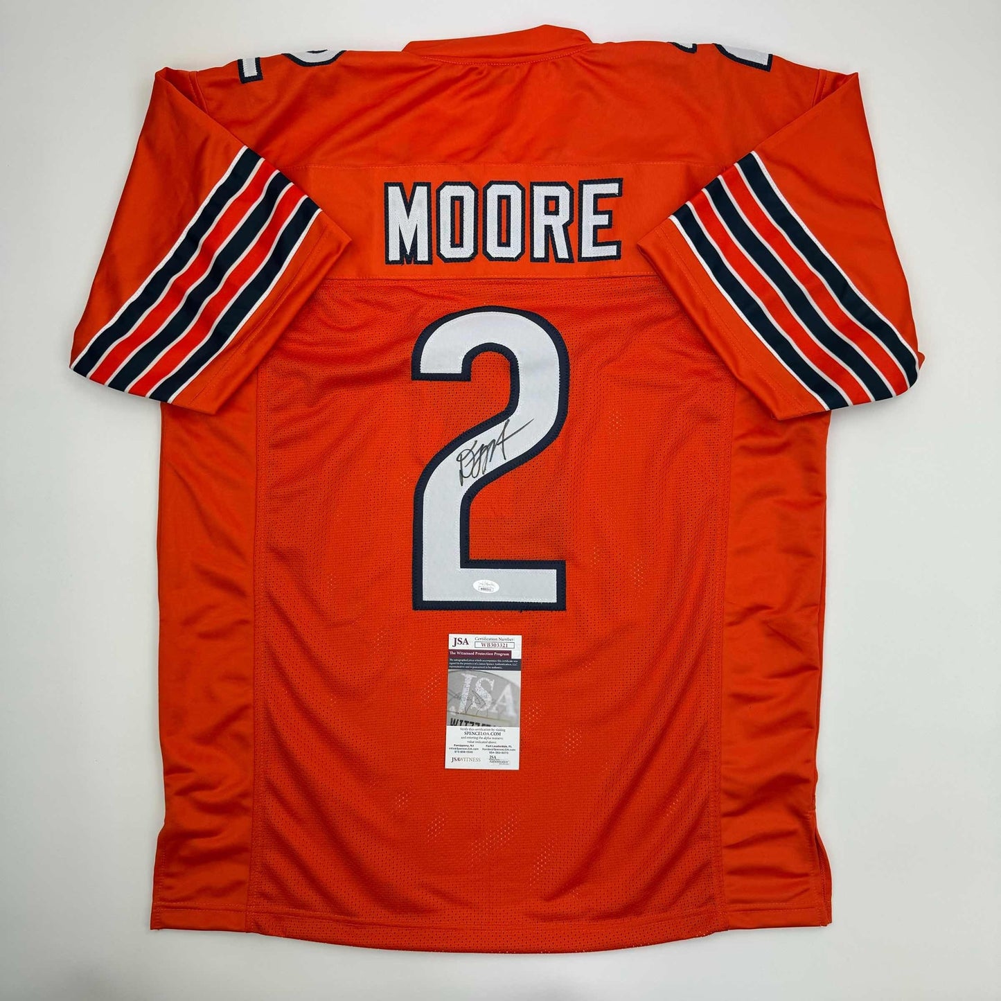 Autographed/Signed D.J. DJ Moore Chicago Orange Football Jersey Beckett JSA COA