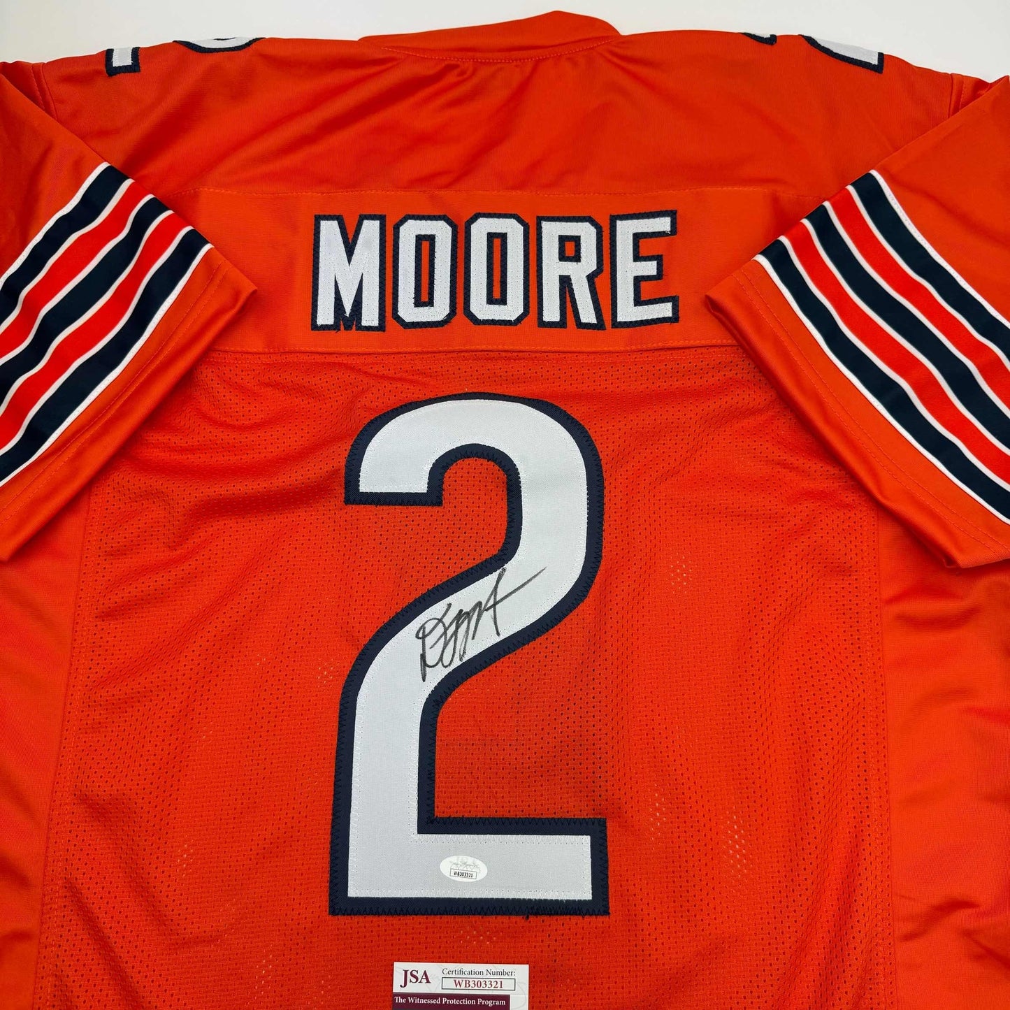 Autographed/Signed D.J. DJ Moore Chicago Orange Football Jersey Beckett JSA COA