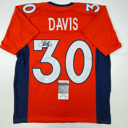 Autographed/Signed Terrell Davis HOF 17 Denver Orange Football Jersey JSA COA
