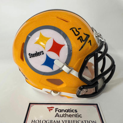 Autographed/Signed Ben Roethlisberger Pittsburgh Steelers Football Mini Helmet Fanatics COA