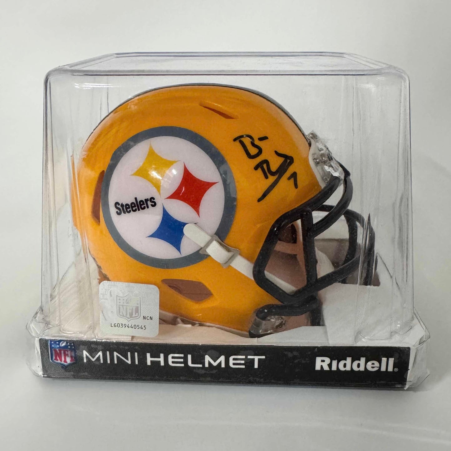 Autographed/Signed Ben Roethlisberger Pittsburgh Steelers Football Mini Helmet Fanatics COA