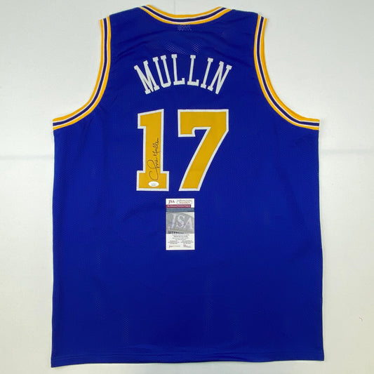 Autographed/Signed Chris Mullin Golden State Blue Basketball Jersey JSA COA