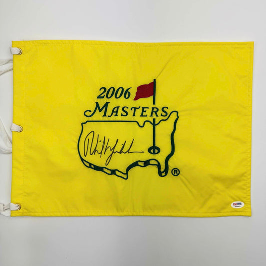Autographed/Signed Phil Mickelson 2006 Masters Augusta Champion Flag PSA COA