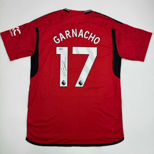 Autographed/Signed Alejandro Garnacho Manchester United Red Soccer Jersey Beckett BAS COA