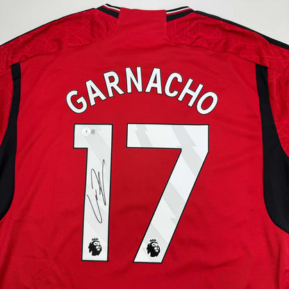 Autographed/Signed Alejandro Garnacho Manchester United Red Soccer Jersey Beckett BAS COA