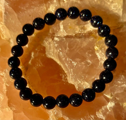 Midnight Magic – Blue Goldstone Bracelet (8mm Beads) | Small to Medium Wrists