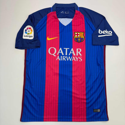 Autographed/Signed Lionel Leo Messi FC Barcelona Soccer Jersey Beckett BAS COA #4