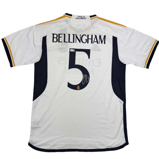 Autographed/Signed Jude Bellingham Real Madrid White Soccer Jersey Beckett BAS COA