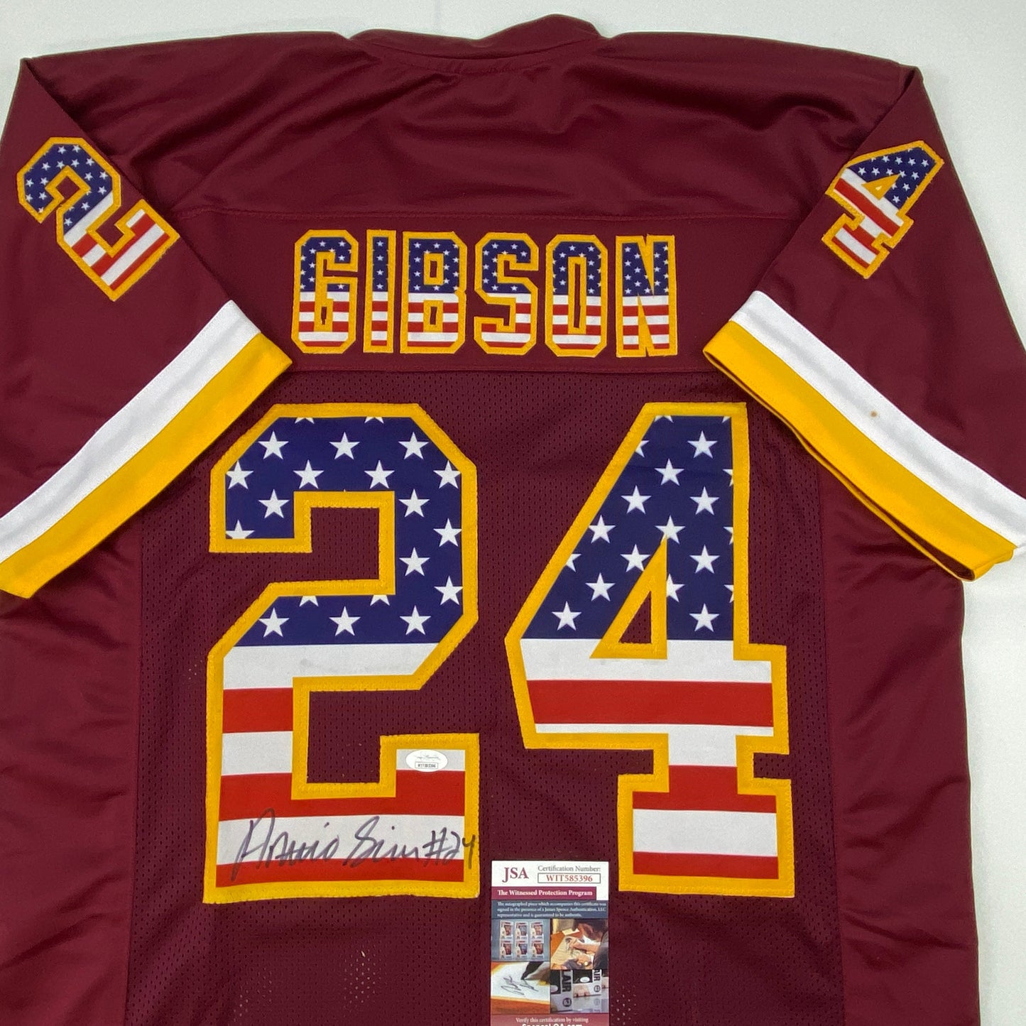 Autographed/Signed Antonio Gibson Washington American Flag Football Jersey JSA COA