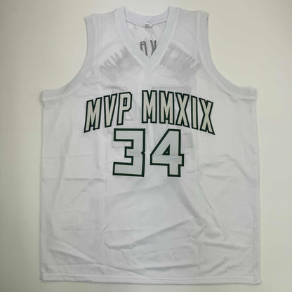 Autographed/Signed Giannis Antetokounmpo Milwaukee White Basketball Jersey JSA COA #2