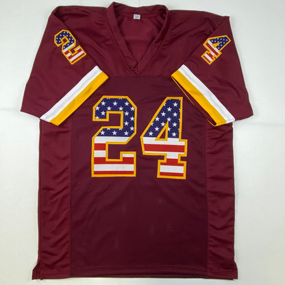 Autographed/Signed Antonio Gibson Washington American Flag Football Jersey JSA COA
