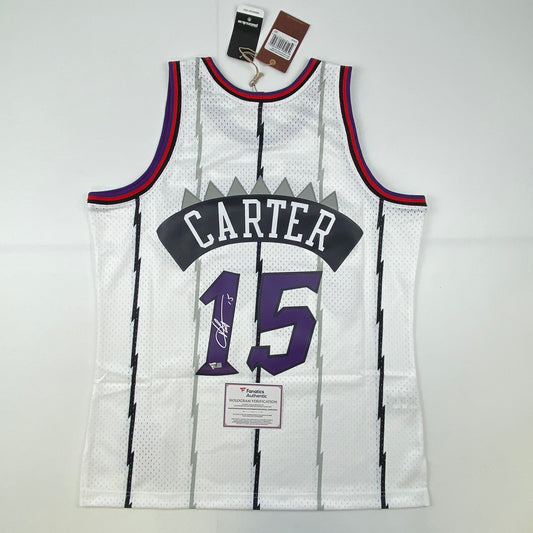 Autographed/Signed Vince Carter Toronto Raptors White Authentic Basketball Jersey Fanatics COA